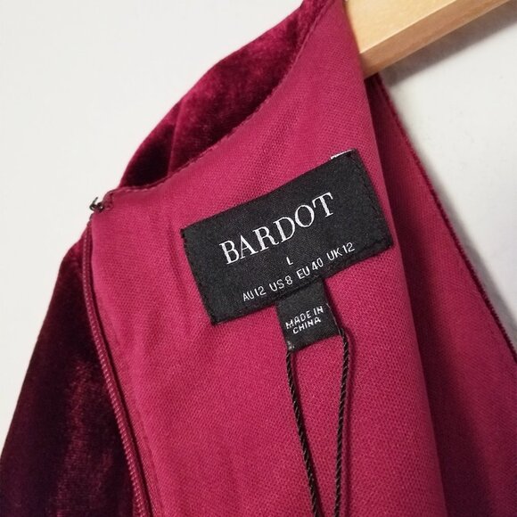 NEW Bardot Morgan Velvet Midi Dress in Burgundy Size 8 Slit Holiday No Belt $119 - Picture 8 of 16